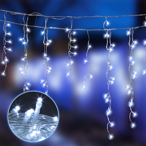 Jopassy Eisregen Lichterkette Außen Lichtervorhang Eiszapfen mit 8 Modi Memory IP44 Wasserdicht Strombetrieben Niederspannung sicher Lichterkette, 5m 200 LED, Kaltweiß Jopassy Eisregen Lichterkette Außen Lichtervorhang Eiszapfen mit 8 Modi Memory IP44 Wasserdicht Strombetrieben Niederspannung sicher Lichterkette, 5m 200 LED, Kaltweiß von Jopassy