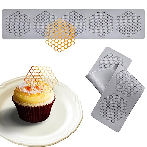 Jopgeey Tuile Wabenformen aus Silikon (2 Stück) mit hohlem 3D-Bienenstock, Süßigkeitenspitze, Silikonform zum Backen, Polymer-Ton, Zuckerhandwerk, Dessert, Cupcake, Kuchendekoration von Jopgeey