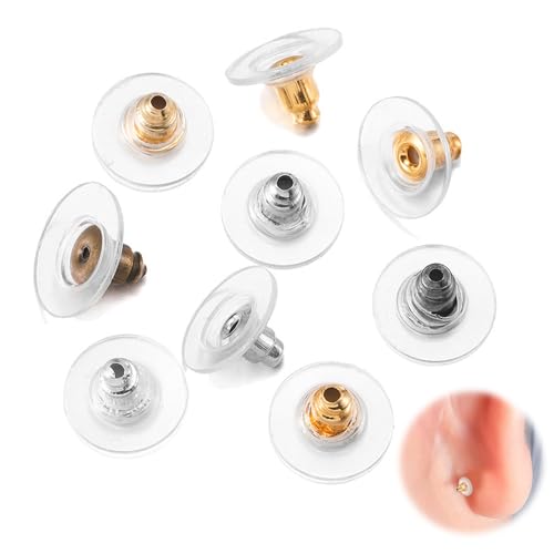 100 Stück Ohrring Verschluss,Sichere Ohrring Rücken Stopper,Ohrstopper für Zubehör Ohrringe Set, Metall Silikon Ohrring Rückstecker Ohrringeset für DIY Schmuckherstellung(Gemischte Farben) von Jormftte