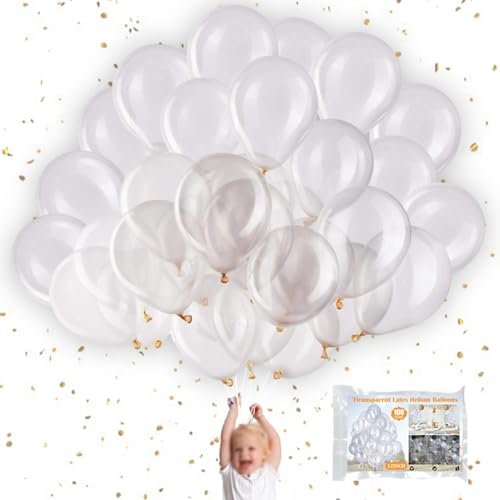 12 Zoll Luftballons Transparente, 100 Stück Transparente Latex Ballons, Runde Durchsichtige Helium Ballons, Partyballon Deko Für Geburtstag, Hochzeit, Geschlecht Offenbaren, Brautdusche, Babyparty von Jormftte