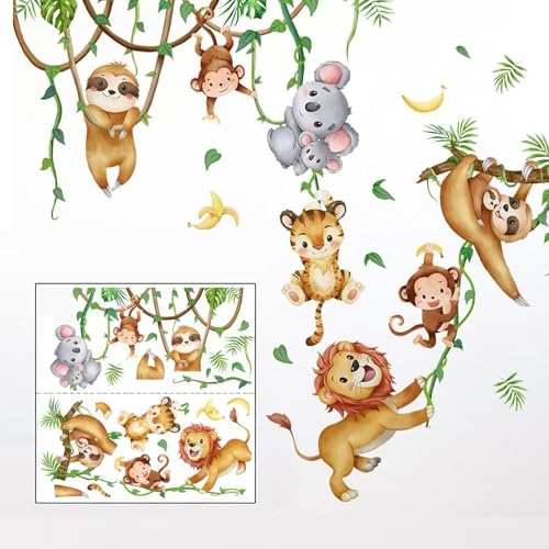 2 Stück Wandtattoo Dschungel, Löwe Affen Koala Tiere Wandsticker, Tiere Reben Wandaufkleber für Jungen Mädchen Babyzimmer Schlafzimmer Wanddeko 2 Stück Wandtattoo Dschungel, Löwe Affen Koala Tiere Wandsticker, Tiere Reben Wandaufkleber für Jungen Mädchen Babyzimmer Schlafzimmer Wanddeko von Jormftte