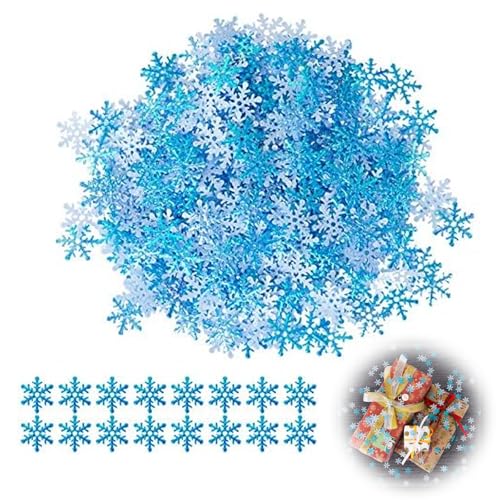 300 Stück Schneeflocken-Konfetti, Weißes und Blaues Schneeflocken Deko, Streudeko Weihnachten Konfetti, Tischdeko Weihnachten Winter deko, Glitzer Schneeflocken von Jormftte