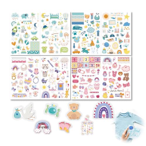4 Blatt Stickers Babyalbum, DIY Scrapbooking Aufkleber, Selbstklebende Sticker Baby für Babyparty Dekoration, DIY Karten, Fotoalbum, Scrapbook Zubehör von Jormftte