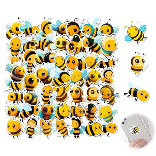 50 Stück Kleine Bienen Aufkleber,Bienen Sticker Set,Niedlich Deko für Auto Laptop Skateboard Motorrad Fahrrad Computer für Jugendliche Kinder Erwachsene von Jormftte