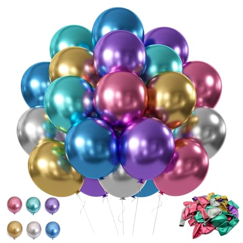 50 Stück Metallic Luftballons, 10 Zoll Metallic Regenbogen Ballons, Glänzende Mehrfarbige Chromballons, Latexballons für Geburtstag Hochzeit Baby Shower Jubiläum Festival Party Dekoration 50 Stück Metallic Luftballons, 10 Zoll Metallic Regenbogen Ballons, Glänzende Mehrfarbige Chromballons, Latexballons für Geburtstag Hochzeit Baby Shower Jubiläum Festival Party Dekoration von Jormftte