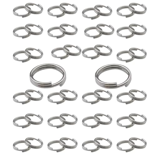 50 Stück Spaltringe, Edelstahl-Schlüsselanhänger mit Doppelschlaufen-Design für Schmuckherstellung und Schlüsselorganisation 50 Stück Spaltringe, Edelstahl-Schlüsselanhänger mit Doppelschlaufen-Design für Schmuckherstellung und Schlüsselorganisation von Jormftte