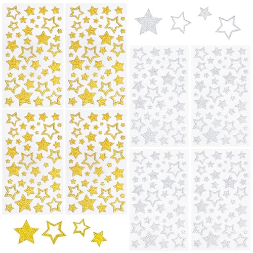 8 Stück Sterne Aufkleber, 14x24 cm Glitzer Weihnachts Sticker, PVC Selbstklebend Glitzer Sterne, Gold Geschenke Deko Weihnachten Basteln DIY Hochzeit Geburtstag Silber Scrapbooking Adventskalender 8 Stück Sterne Aufkleber, 14x24 cm Glitzer Weihnachts Sticker, PVC Selbstklebend Glitzer Sterne, Gold Geschenke Deko Weihnachten Basteln DIY Hochzeit Geburtstag Silber Scrapbooking Adventskalender von Jormftte