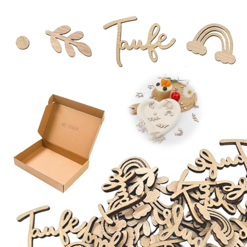 80 Stück Streudeko Taufe, Taufe Konfetti Tischdeko, Tischdeko Taufe Junge Mädchen, Holz Kommunion Deko für Firmung Kommunion Konfirmation Babyshowerparty Taufdeko von Jormftte
