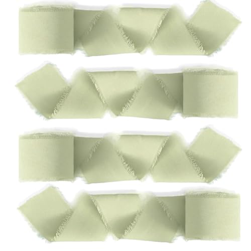 Grünes Chiffonband, 4 Rollen, 4 cm breit und 5 m lang, handgefertigte Fransen für Geschenkverpackungen, Hochzeitseinladungen, Brautsträuße, DIY Handwerk Grünes Chiffonband, 4 Rollen, 4 cm breit und 5 m lang, handgefertigte Fransen für Geschenkverpackungen, Hochzeitseinladungen, Brautsträuße, DIY Handwerk von Jormftte