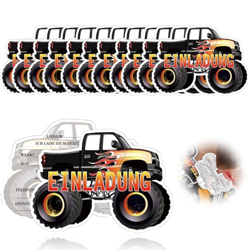 Jormftte 12 Stück Monster Truck Einladung, Einladungskarten Kindergeburtstag, Truck Party Einladung Deutsch, 15.1 x 10.6 cm Bigfoot-Buggy Einladungskarten Geburtstag Jormftte 12 Stück Monster Truck Einladung, Einladungskarten Kindergeburtstag, Truck Party Einladung Deutsch, 15.1 x 10.6 cm Bigfoot-Buggy Einladungskarten Geburtstag von Jormftte
