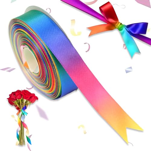 Regenbogen Geschenkband, Satinband Bänder, Geschenkband Schleifenband, Bunt Satinband Bänder, für Geschenkverpackung, Kunsthandwerk, Haarschleifen, Blumenstrauß, Dekoration, Weihnachten (2cm x 22m) Regenbogen Geschenkband, Satinband Bänder, Geschenkband Schleifenband, Bunt Satinband Bänder, für Geschenkverpackung, Kunsthandwerk, Haarschleifen, Blumenstrauß, Dekoration, Weihnachten (2cm x 22m) von Jormftte