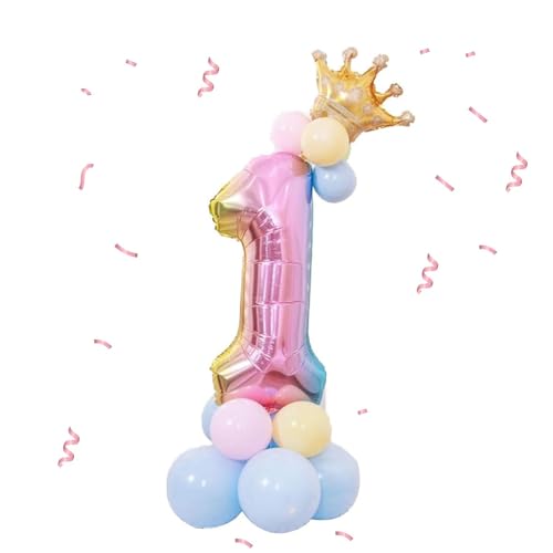 Regenbogen Rosa Luftballon Zahl 1, 32 Zoll Gradient Zahl 1 Ballon mit Pastellballons, Riesen Zahl 1 Folie Helium Ballons Set für Jungen Mädchen Erster 1. Geburtstag Babyparty Party Dekoration Regenbogen Rosa Luftballon Zahl 1, 32 Zoll Gradient Zahl 1 Ballon mit Pastellballons, Riesen Zahl 1 Folie Helium Ballons Set für Jungen Mädchen Erster 1. Geburtstag Babyparty Party Dekoration von Jormftte