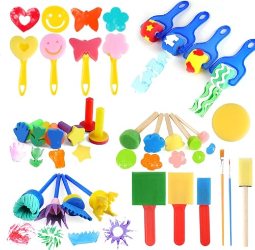 Jortmrd 30 Stk Schwamm Pinsel Set für Kinder - Malwerkzeuge mit Stempel, Rollen & verschiedenen Formen | Kreativitätsentwicklung für Früherziehung, DIY Kunsthandwerk & Keramikmalerei Schaumstoffpinsel Jortmrd 30 Stk Schwamm Pinsel Set für Kinder - Malwerkzeuge mit Stempel, Rollen & verschiedenen Formen | Kreativitätsentwicklung für Früherziehung, DIY Kunsthandwerk & Keramikmalerei Schaumstoffpinsel von Jortmrd