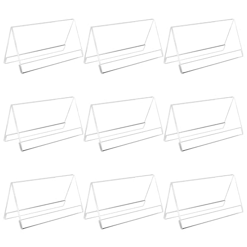 Jortmrd 9 Stück Preisschilder Aufsteller Transparenter Vertical Acryl Etikettenhalter Tischaufsteller Acryl Namensschild Display Klarer Acryl Aufsteller Etikettenhalter (9x6 cm) von Jortmrd