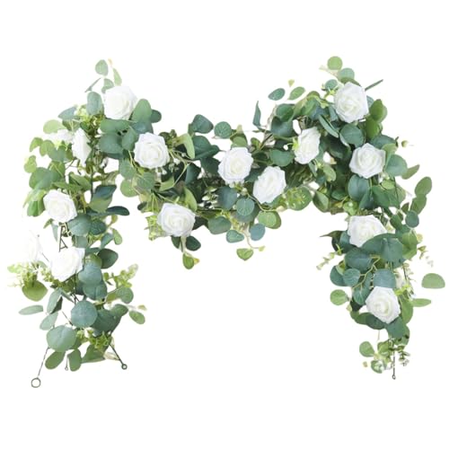 2 Stück Eukalyptus-Girlande mit weißen Rosen künstliche realistische Blumengirlande 1,8 m Weihnachts-Eukalyptus-Girlande Dekoration für Weihnachtstisch Hochzeit Hintergrund Bogen Tür 2 Stück Eukalyptus-Girlande mit weißen Rosen künstliche realistische Blumengirlande 1,8 m Weihnachts-Eukalyptus-Girlande Dekoration für Weihnachtstisch Hochzeit Hintergrund Bogen Tür von Jorzer