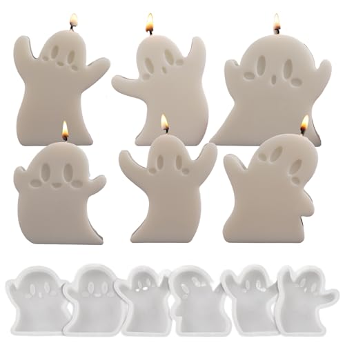 Halloween Silikonformen, 6pcs süße verschiedene Formen Ghost Candle Form Spooky Non -Stick wiederverwendbar für Kerzen, Wachs, Seife, Ton, Gips, Epoxidharz. Halloween Silikonformen, 6pcs süße verschiedene Formen Ghost Candle Form Spooky Non -Stick wiederverwendbar für Kerzen, Wachs, Seife, Ton, Gips, Epoxidharz. von Jorzer