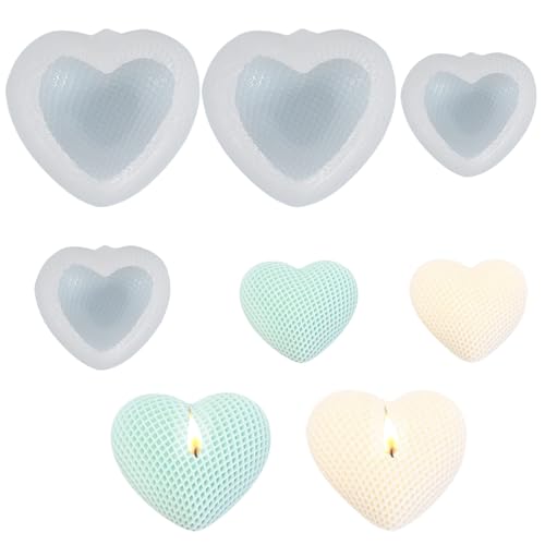Herz Silikonform, 4pcs hitzebeständige Kerzenherstellung, Schimmelpilzschimmel, DIY-Kerzenformen für die Herstellung von Aromatherapie-Wachs-Seifenschokoladenkuchen, DIY-Kerzenformen von Jorzer
