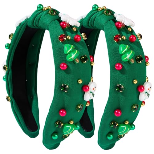 Jorzer Stück Weihnachts-Stirnbänder für Damen grüner Haarknoten Weihnachts-Stirnband mit Schmucksteinen Weihnachtsdekoration von Jorzer