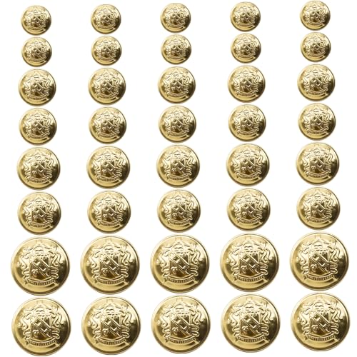 Messingknöpfe Set, 40pcs Kleidung Goldknöpfe runder Vintage -Knopf DIY -Nähkleidung für Blazer, Anzüge, Sportmantel, Uniform, Jacke von Jorzer