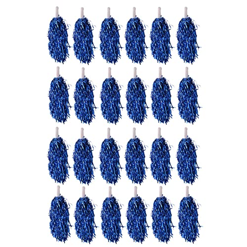 Josenidny 24 Stück Pompons aus Metallfolie mit Griff aus Kunststoff für Erwachsene, Kinder, Mädchen, Blau von Josenidny