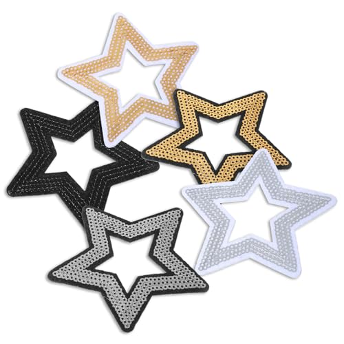 20 Stück Stern-Aufnäher zum Aufbügeln, 5 Farben, bestickte Applikationen zum Aufnähen, Pailletten und Glitzer, bestickte Flicken für selbstgemachte Kleidung, Hosen, Hüte, Schuhe, Taschen 20 Stück Stern-Aufnäher zum Aufbügeln, 5 Farben, bestickte Applikationen zum Aufnähen, Pailletten und Glitzer, bestickte Flicken für selbstgemachte Kleidung, Hosen, Hüte, Schuhe, Taschen von Josojoou