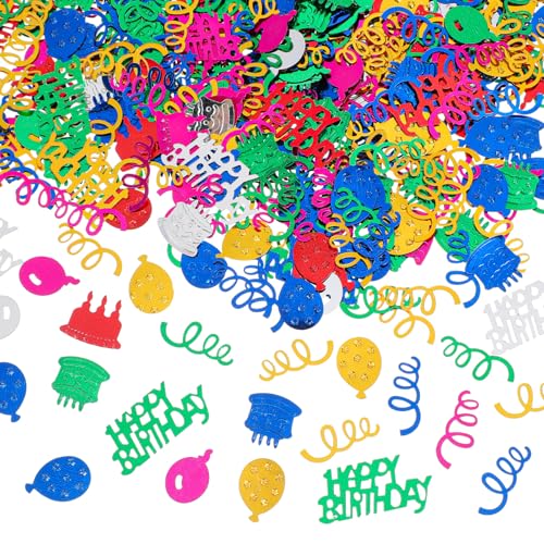 Happy Birthday-Konfetti, buntes Tisch-Konfetti, Metallic-Folienstreusel oder mehrfarbige Geburtstagspailletten, Metallic, geeignet für Geburtstagsparty, Babyparty, Bastelkunst und Handwerk von Josojoou