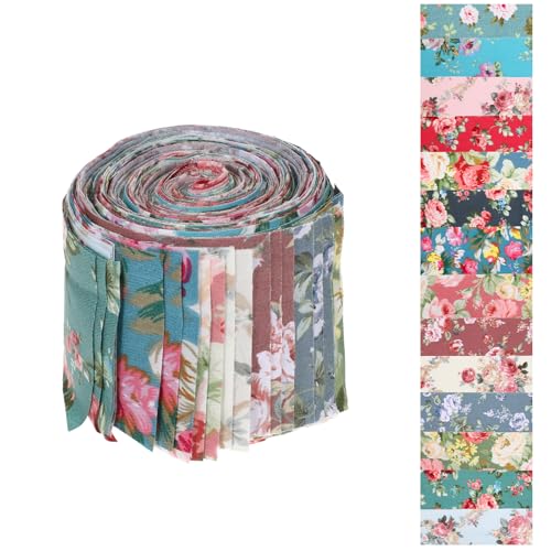 Jelly Roll Stoffstreifen, weiche Baumwolle, Quiltstoff, 6,3 x 50,8 cm, vorgeschnittene Baumwollstreifen, Bündel zum Quilten, Basteln und Nähen (Rot und Grün), 42 Stück von Josojoou