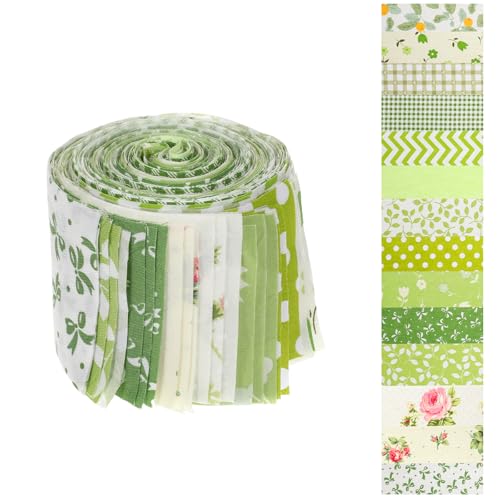 Jelly Roll Stoffstreifen, weiche Baumwolle, Quiltstoff, 6,3 x 50,8 cm, vorgeschnittene Baumwollstreifen, Bündel zum Quilten, Basteln und Nähen (grün), 42 Stück von Josojoou