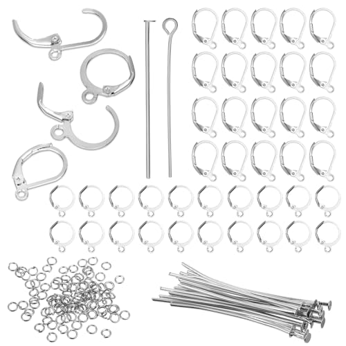 Josojoou 180 Stück Ohrringe Selber Machen Set Ohrringe Silber Ohrring Haken Schmuck Zubehör Zum Schmuckherstellung Hypoallergene Ohrhaken Für Diy Ohrhänger Schmuck von Josojoou