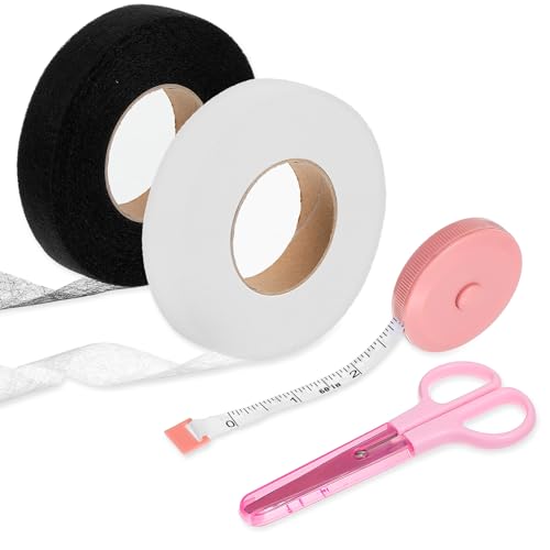 Josojoou 2 Rollen Saumband Zum Aufbügeln 65 M X 1,9 Cm Waschfest Bügelband Hose Kürzen Mit Schere Und Maßband Gardinen Kürzen Ohne Nähen Zum Vorhänge Kleidung Hosen Kleidern (Schwarz, Weiß) von Josojoou