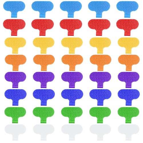 Mehrfarbige Kabeletiketten, strapazierfähiges Nylon, zum Beschriften, wiederverwendbare Kabelanhänger und Drahtanhänger für Computer, Kabelmanagement und Identifizierung (8 Farben), 40 Stück von Josojoou