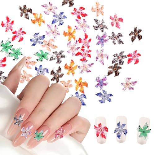 Nail Charms -100 Stück 3D Blumen Nagel Charms Nail Art Zubehör Nageldesign Glitzersteine Eislilie Formen Nailart Strasssteine Flower Nagel Harz Schmucksteine Deko Nagelanhänger Für Damen Nagelkunst von Josojoou