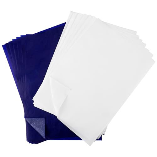 Jostift 100 Blatt Kohlepapier Pauspapier A4, Weiß Transferpapier Schwarz Durchschlagpapier Carbon Papier Tracing Paper für Musterübertragung auf Holz Stoff Leinwand von Jostift