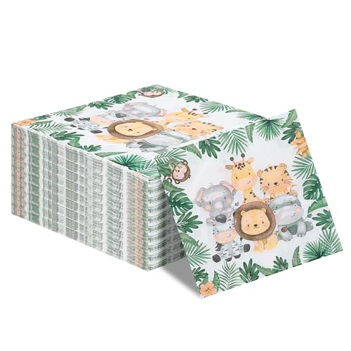 Jostift 60 Stück Servietten Kindergeburtstag, Servietten Dschungel, Servietten Grün Servietten Tiere Servietten Geburtstag Tischdekorationen Tischdeko für Geburtstag Party Babyparty, 33x33cm Jostift 60 Stück Servietten Kindergeburtstag, Servietten Dschungel, Servietten Grün Servietten Tiere Servietten Geburtstag Tischdekorationen Tischdeko für Geburtstag Party Babyparty, 33x33cm von Jostift