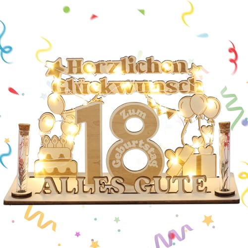Jostift Geldgeschenk 18. Geburtstag, Holz-Schild Gästebuch 18 Geburtstag mit LED Lichterkette, Holz 18.Geburtstag Deko Mädchen Junge, Kreatives Geldgeschenke zum Jubiläum Jostift Geldgeschenk 18. Geburtstag, Holz-Schild Gästebuch 18 Geburtstag mit LED Lichterkette, Holz 18.Geburtstag Deko Mädchen Junge, Kreatives Geldgeschenke zum Jubiläum von Jostift