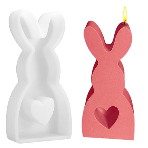 Jostift Ostern Kaninchen Silikonformen Gießformen Kerzenhalter, 3D Kaninchen Kerze Silikonform Kerzenhalter, Ostern Kaninchen Kerzen Gießformen für Kerzenherstellung von Jostift