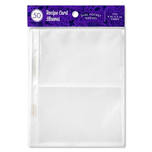 Jot & Mark Binder-Seitenschutz für 10 x 15 cm Rezeptkarten oder Fotos (50 Stück) – kristallklare Kunststoff-Archivhüllen für 3-Ringbücher (21,6 x 24,1 cm, 2 Taschen) – Rezeptkartenhalter von Jot & Mark