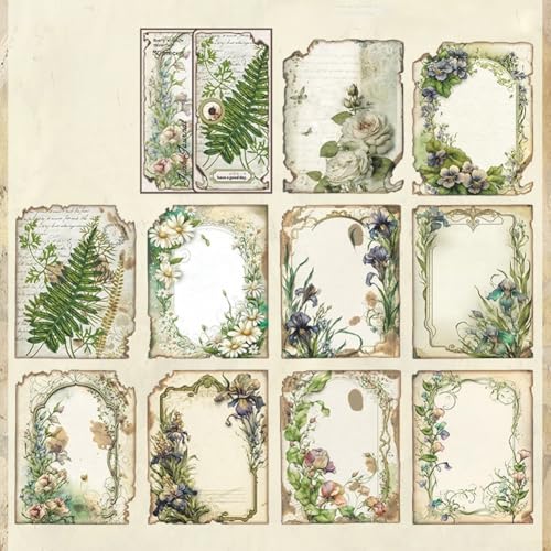 30 Vintage Stücke für Scrapbooking Ideales Bastelpapier für DIY Projekte und Journaling (5 Wunder in Grün) von Jotekonoby