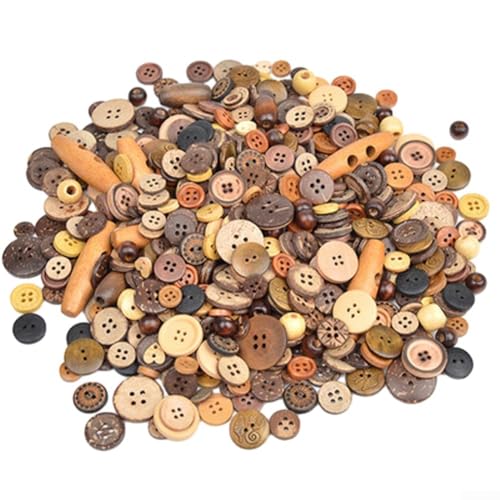 Bastelknopf-Set aus Kunstharz, handgefertigtes Zubehör für Kinder, perfekt für Nähprojekte mit gemischten Stilen (Holznussschale) von Jotekonoby