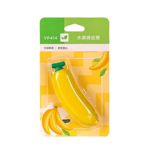 4 x große Radiergummis in Fruchtform, sauber und kratzend, für Schüler, Banane von Joucien