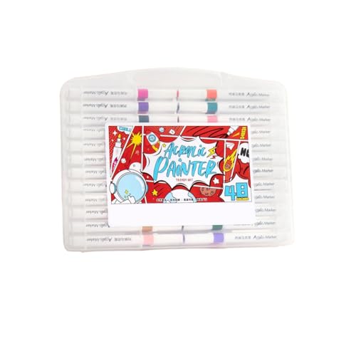 Acryl-Marker-Set mit großer Kapazität für Malerei, Graffiti und farbige Marker, 48 Farben von Joucien