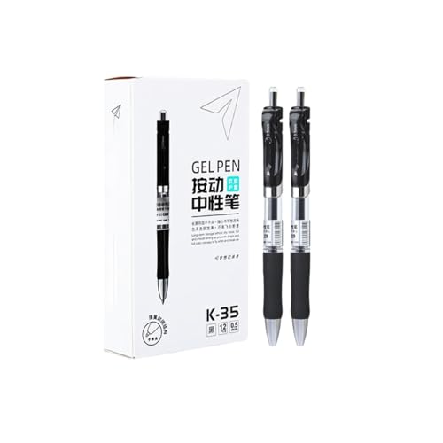 Joucien 12 Stück, 0,5 mm, einfacher Klick-Typ, Unisex-Stift, schnelltrocknender Kunststoff-Kugelschreiber, schwarz Joucien 12 Stück, 0,5 mm, einfacher Klick-Typ, Unisex-Stift, schnelltrocknender Kunststoff-Kugelschreiber, schwarz von Joucien