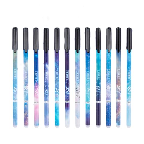 Joucien Sternzeichen-neutraler Kugelschreiber, 0,5 mm, radierbar, schwarz, 12 Stück Beutel von Joucien