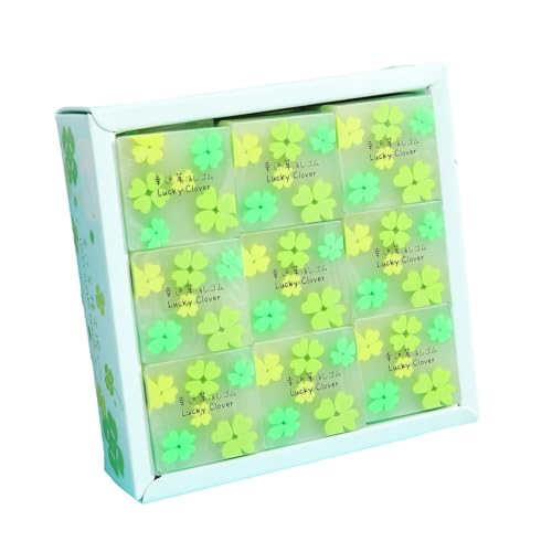 Radiergummi, vierblättriges Kleeblatt, quadratisch, groß, für Kunst, Zeichnen, Skizzen, vierblättriges Kleeblatt, 9 Stück von Joucien