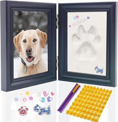 Pfotenabdruck Set Hund und Katze, DIY Pfotenabdruck Set,3D Holz Bilderrahmen Pfotenabdruck für Hunde oder Katzenbesitzer, Bilderrahmen Andenken Hund und Katze (Black, 9“B x 6”H x 1.34”D) ﻿ von Journdream