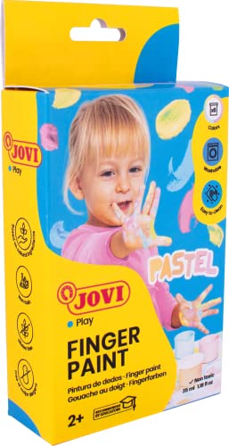 Jovi Fingerfarbe für Kinder ab 2 Jahren, gute Deckkraft, cremige Konsistenz, unbedenkliche Inhaltsstoffe, 6 Pastellfarben je 35 ml, sortiert, 35 ml (Paquete de 6) von Jovi