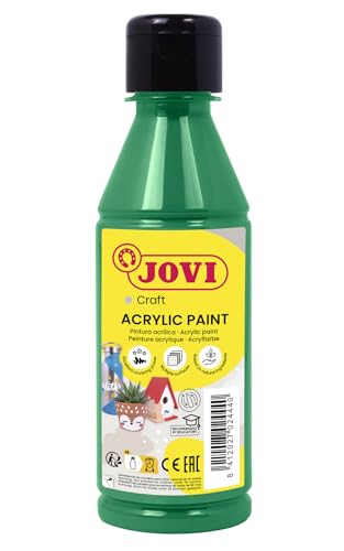 Jovi Acrylfarbe Jovidecor, hochdeckend, für alle Untergründe, auf Wasserbasis, 1 Flasche mit 250 ml Inhalt, dunkelgrün von Jovi
