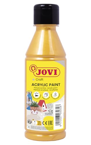 Jovi Acrylfarbe Jovidecor, hochdeckend, für alle Untergründe, auf Wasserbasis, 1 Flasche mit 250 ml Inhalt, gold von Jovi