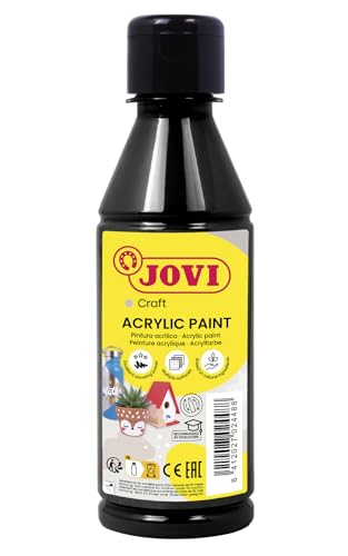 Jovi Acrylfarbe Jovidecor, hochdeckend, für alle Untergründe, auf Wasserbasis, 1 Flasche mit 250 ml Inhalt, schwarz von Jovi