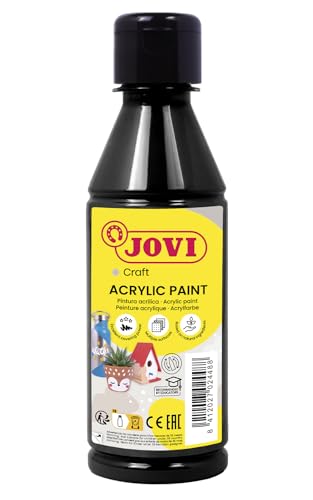 Jovi Acrylfarbe Jovidecor, hochdeckend, für alle Untergründe, auf Wasserbasis, 1 Flasche mit 250 ml Inhalt, schwarz von Jovi